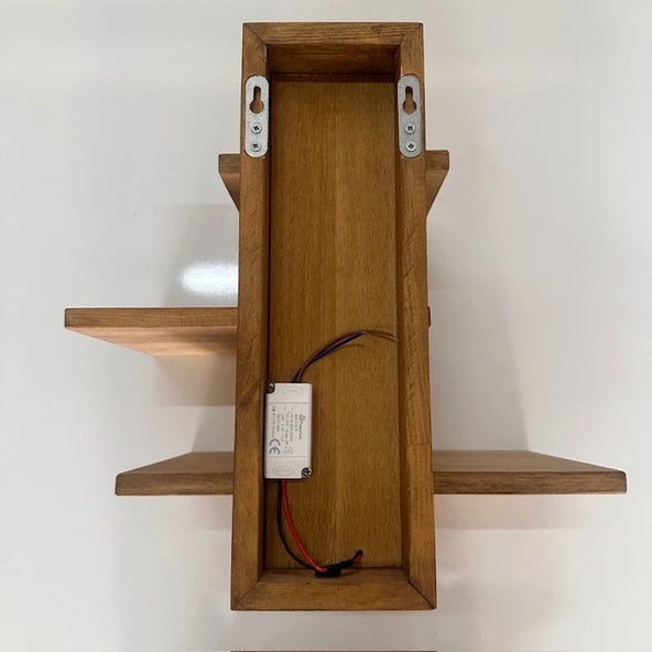 Modern Tasarım 3 Raflı Led Işıklı Ahşap Aplik (Alindi050) - 4