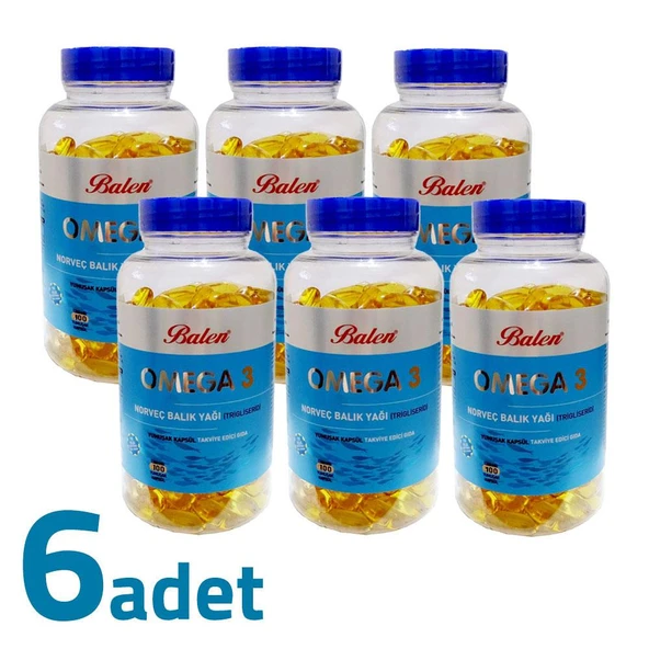 Balen Omega 3 Norveç Balık Yağı (Trigliserid) 1380MG x 100 Yumuşak Kapsül x 6 Kutu