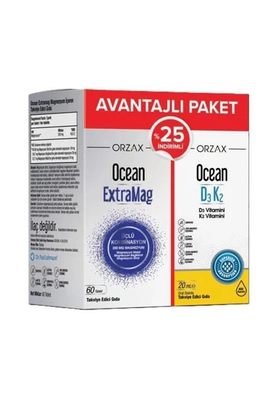 Ocean Extramag 60 Tablet + Ocean D3K2 Damla 20 ml