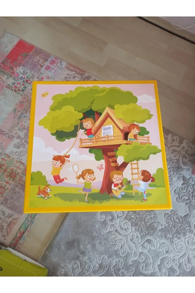 Fiore Resimli Çocuk Masası Sarı 50x50x40cm - 2