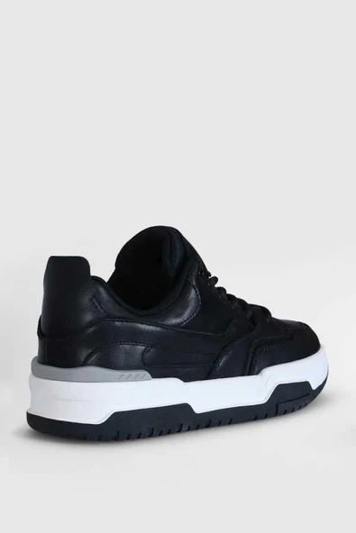 Lufian Mark Erkek Deri Sneaker Ayakkabı Siyah 112230194 - 2