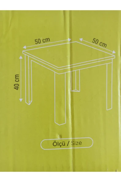 Fiore Resimli Çocuk Masası Sarı 50x50x40cm - 5