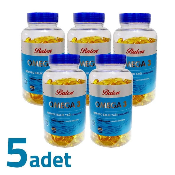 Balen Omega 3 Norveç Balık Yağı (Trigliserid) 1380MG x 100 Yumuşak Kapsül x 5 Kutu