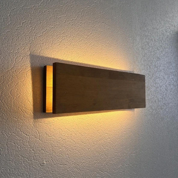 4 Yönlü Led Işıklı Doğal Ahşap Yatay Aplik