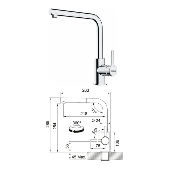 Maris Mrx 110-50 Eviye, Lina Spiralli Inox Armatür Seti - 3