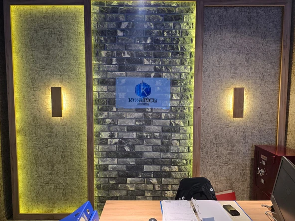 4 Yöne Led Işık Veren Dikey Ahşap Modern Duvar Apliği (Alindi053) - 4