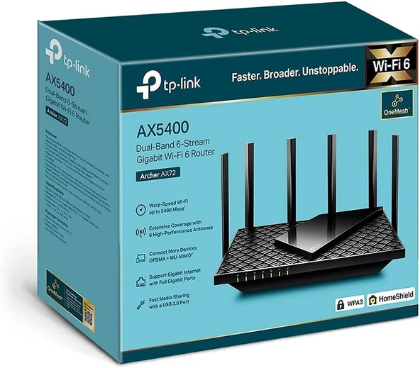 TP-Link Archer AX72 4 Port 5400 Mbps Router - 4