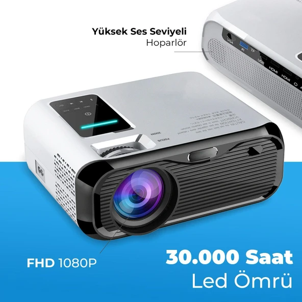 E500S Görüntü Aktarımlı 1080P Ultra HD HDMI 150 inch Wifi 500 ANS Hoparlörlü Projeksiyon Cihazı - 4