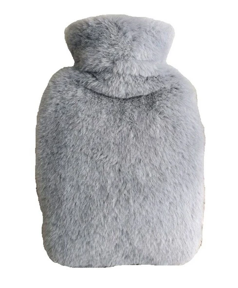 SICAK SU TORBASI YAN CEPLİ GRİ  PELUŞ TERMOFOR 27x17x2cm  750ml - Resim 4