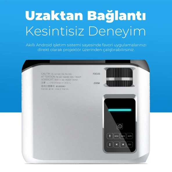 E500S Görüntü Aktarımlı 1080P Ultra HD HDMI 150 inch Wifi 500 ANS Hoparlörlü Projeksiyon Cihazı - 6