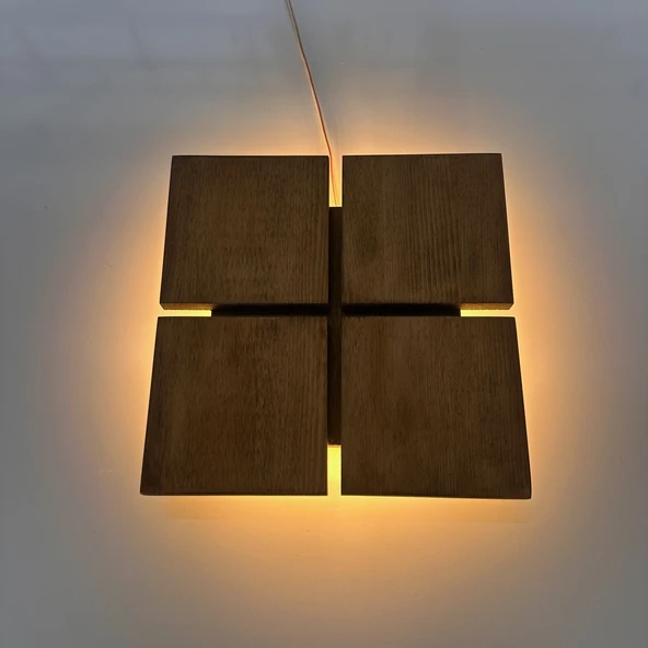 Led Işıklı Ahşap Aplik Modern Duvar Dekoru (Alindi054)