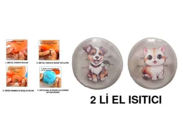 SEVİMLİ KEDİ VE KÖPEK CEP SOBASI,EL ISITICI,2 ADET SICAK SU TORBASI PVC  9cm