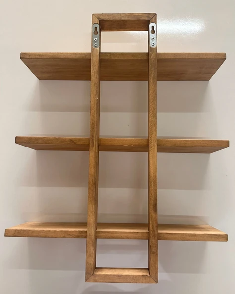 Ayarlanabilir 3 Raflı Modern Doğal Ahşap Raf (Alindi101) - 4