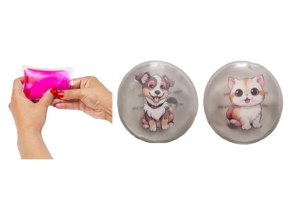 SEVİMLİ KEDİ VE KÖPEK CEP SOBASI,EL ISITICI,2 ADET SICAK SU TORBASI PVC  9cm - Resim 2