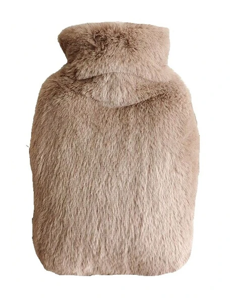SICAK SU TORBASI YAN CEPLİ BEJ  PELUŞ TERMOFOR 27x17x2cm  750ml - Resim 4
