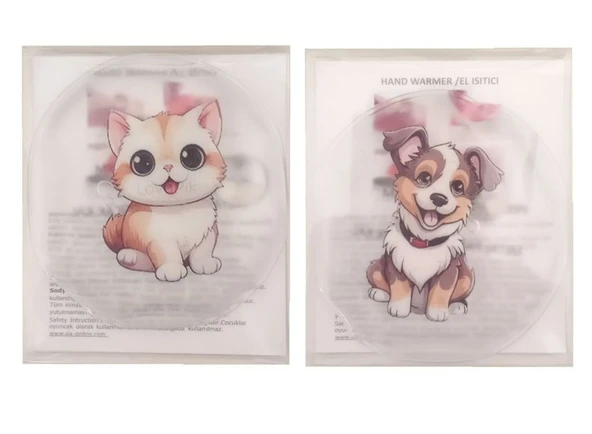 SEVİMLİ KEDİ VE KÖPEK CEP SOBASI,EL ISITICI,2 ADET SICAK SU TORBASI PVC  9cm - Resim 5