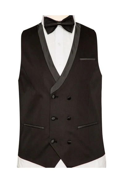 Yelekli Siyah Slim Fit Damatlık Takım Elbise - 3