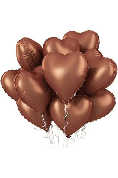 Beysüs Kahverengi Retro Kalp Folyo Balon 18 inç 5 Adet