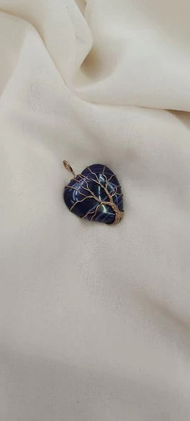 Hayat Ağacı Bakır Tel Sarma Kalp Kolye Ucu Kadın Kız Takı Gerdanlık Düğün Nişan - 5