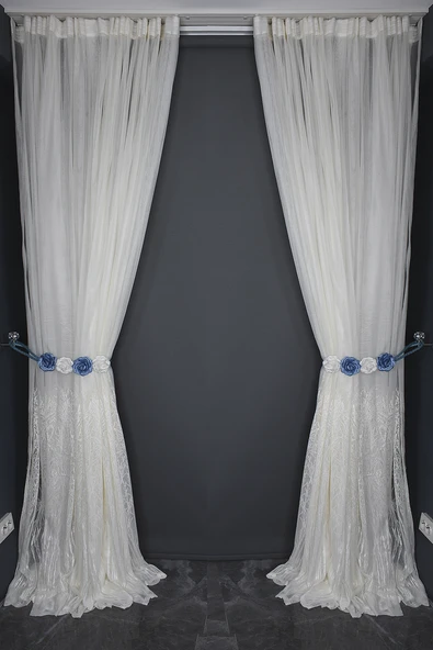 SELVİ GÖBEKLİ MODEL KREM RENK TEK KANAT Hazır Dikilmiş Pileli Fon Perde 300*260 Cm - Resim 9