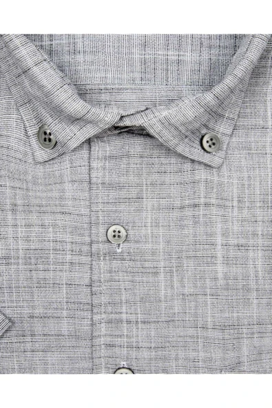 Bol Kesim Kısa Kollu Buz Mavisi Erkek Gömlek - 7