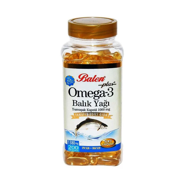 Balen Plus+ Omega-3 Balık Yağı Yumuşak Kapsül 200 Kapsül x 1380mg x 3 Kutu - 3
