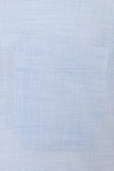 Bol Kesim Kısa Kollu Buz Mavisi Erkek Gömlek - 3