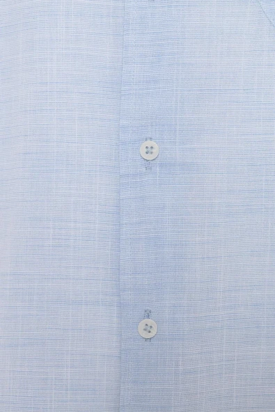 Bol Kesim Kısa Kollu Buz Mavisi Erkek Gömlek - 4
