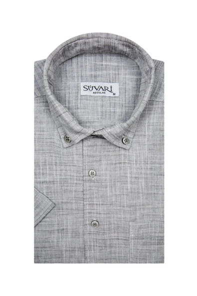 Bol Kesim Kısa Kollu Buz Mavisi Erkek Gömlek - 6