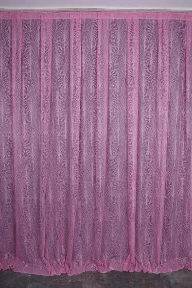 KDK 2580 DESEN PEMBE RENK TEK KANAT Hazır dikilmiş Pileli Fon Perde 300*260 cm ürün görseli 1