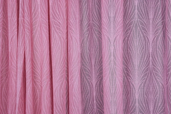 KDK 2580 DESEN PEMBE RENK TEK KANAT Hazır dikilmiş Pileli Fon Perde 300*260 cm - Resim 2