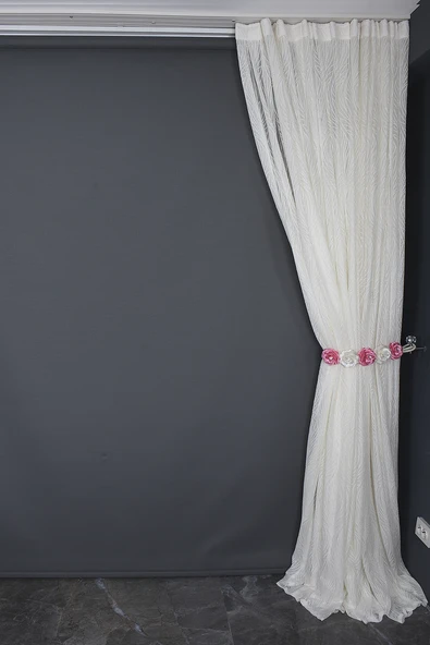 KDK 2580 DESEN KREM RENK TEK KANAT Hazır dikilmiş Pileli Fon Perde 300*260 cm - Resim 7