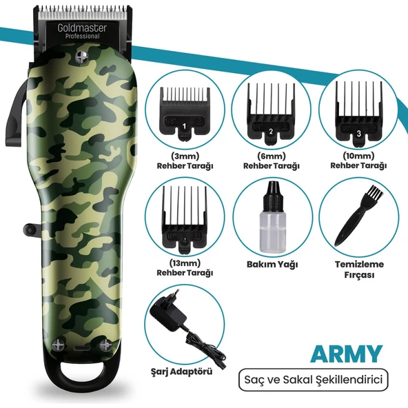 GOLDMASTER ARMY GM-8181 ŞARJLI SAÇ VE SAKAL ŞEKİLLENDİRME MAKİNESİ - 4