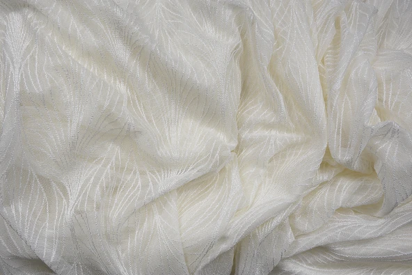 KDK 2580 DESEN KREM RENK TEK KANAT Hazır dikilmiş Pileli Fon Perde 300*260 cm ürün görseli