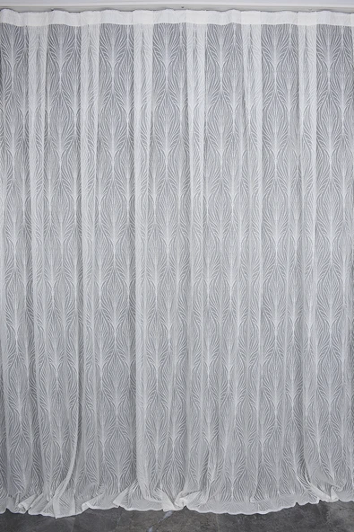 KDK 2580 DESEN KREM RENK TEK KANAT Hazır dikilmiş Pileli Fon Perde 300*260 cm - Resim 2