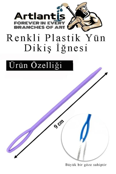 Düz ve Kıvrımlı Plastik Yün İğnesi 50 Adet 1 Paket Plastik Dikiş Dokuma İğnesi Kavisli İplik İğne Goblen - 3