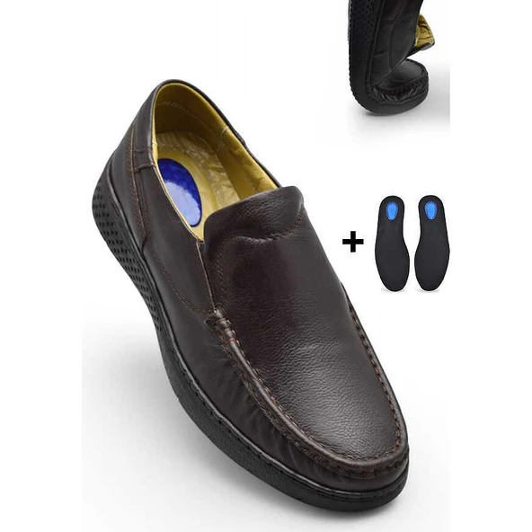 9575 Ortopedik Taban Siyah Hakiki Deri Erkek Ayakkabı Yazlık Mevsimlik - 8