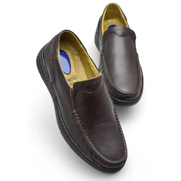 9575 Ortopedik Taban Siyah Hakiki Deri Erkek Ayakkabı Yazlık Mevsimlik - 9