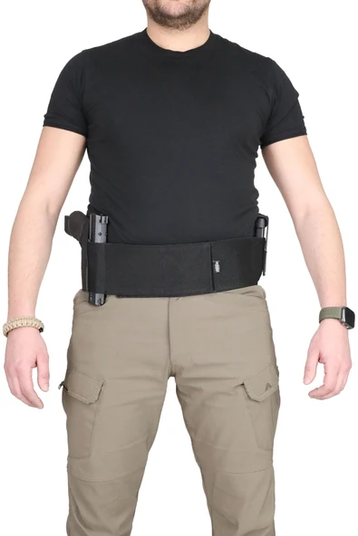 Özel Petek Dokuma Premium Korse Tabanca Kılıfı Çift Şarjörlüklü - 9