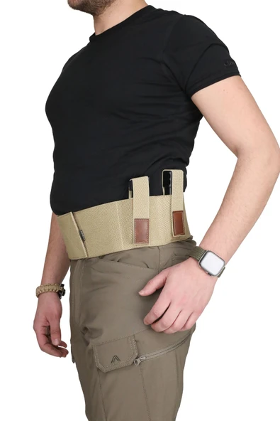 Özel Petek Dokuma Premium Korse Tabanca Kılıfı Çift Şarjörlüklü - 3