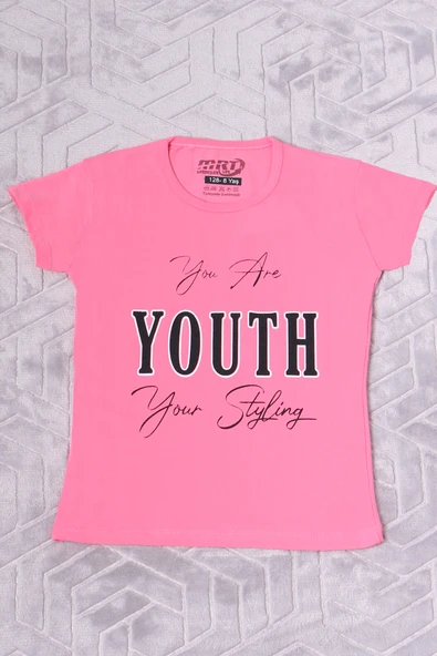 KIZ ÇOCUK TSHİRT YOUTH BASKILI BİSİKLET YAKA C39 - 4