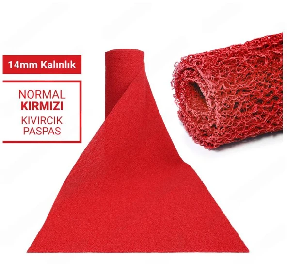 100X500CM KIRMIZI KIVIRCIK PASPAS-HALI KAYMAZ YOLLUK LİDYA 14MM