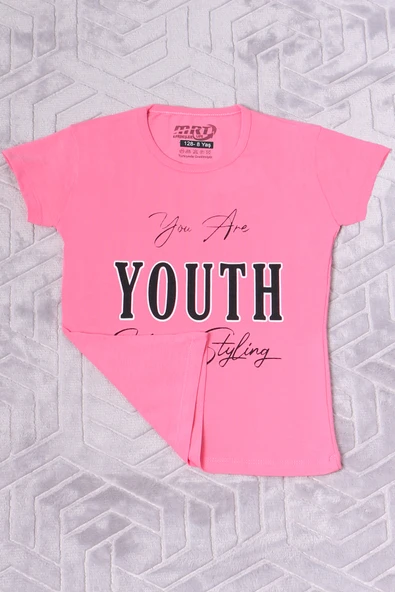 KIZ ÇOCUK TSHİRT YOUTH BASKILI BİSİKLET YAKA C39 - 5