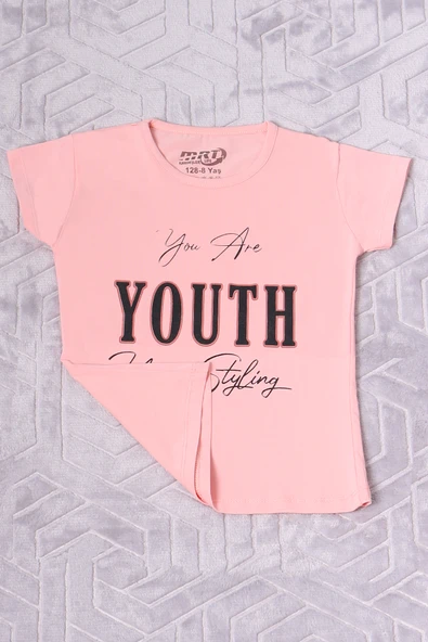 KIZ ÇOCUK TSHİRT YOUTH BASKILI BİSİKLET YAKA C39 - 10