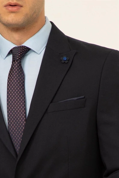 Süvari 6 Drop Slim Fit Lacivert Yeleksiz Düz Takım Elbise - 2