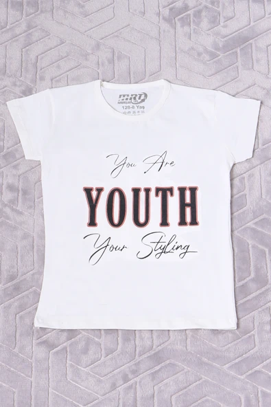 KIZ ÇOCUK TSHİRT YOUTH BASKILI BİSİKLET YAKA C39