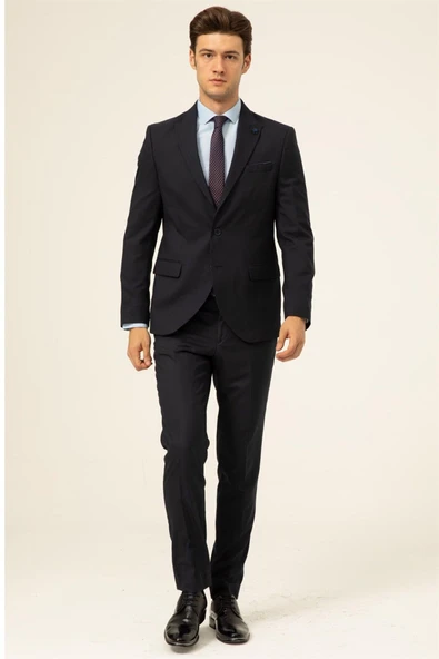 Süvari 6 Drop Slim Fit Lacivert Yeleksiz Düz Takım Elbise - 3