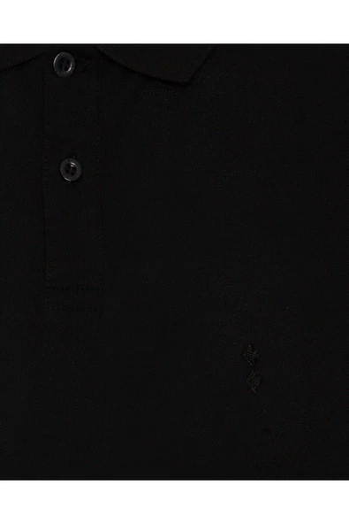 Süvari Rahat Kalıp Polo Yaka Siyah Erkek Tişört - 8
