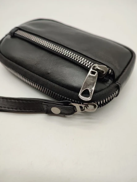 Küçük Deri El Çanta Fermuarlı Anahtar Koyma Bölmeli