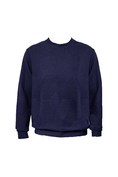 Süvari Bol Kesim O Yaka Kapitone Etnik Desenli Lacivert Sweatshirt